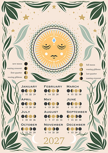 Lunar Calendar 2027 Art Print