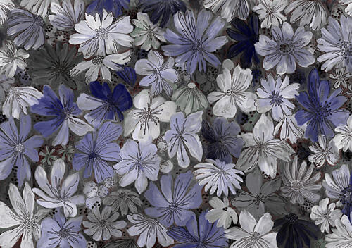 Abstract Blue Flowers Art Print