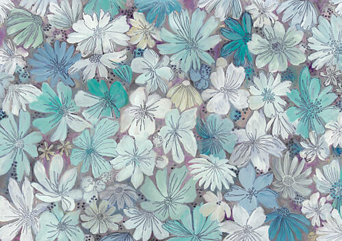 Soft Blue Floral Pattern Art Print