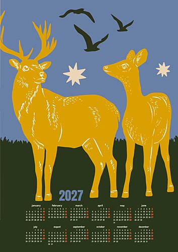 Deer Calendar 2027 Art Print