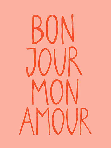Bonjour Mon Amour Typography Art Print by Hello Elsbeth