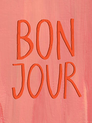 Bonjour Pink Orange Art Print by Hello Elsbeth