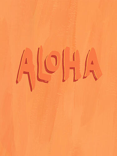 Aloha Orange Text Art Print by Hello Elsbeth
