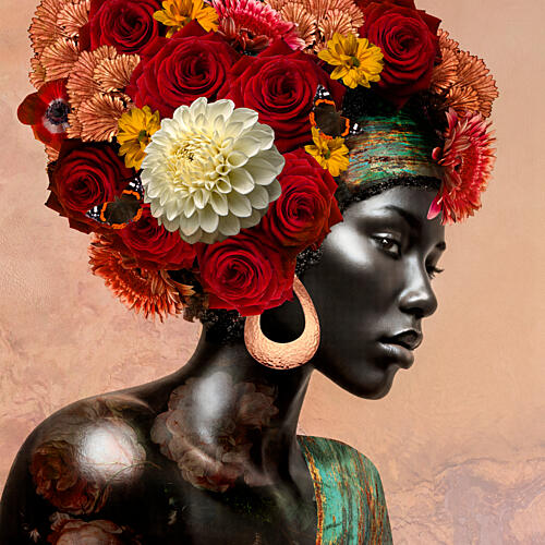 African Floral Portrait Art Print
