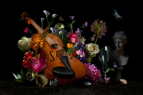 Violin Floral Still Life Art Print