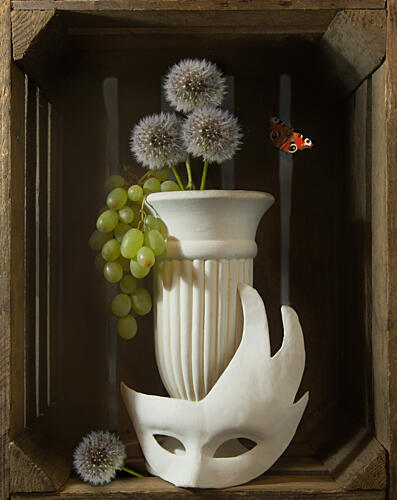 Dandelion Grapes Mask Butterfly Art Print