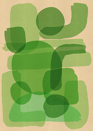 Green Abstract Shapes Art Print