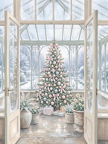 Elegant Christmas Greenhouse Art Print