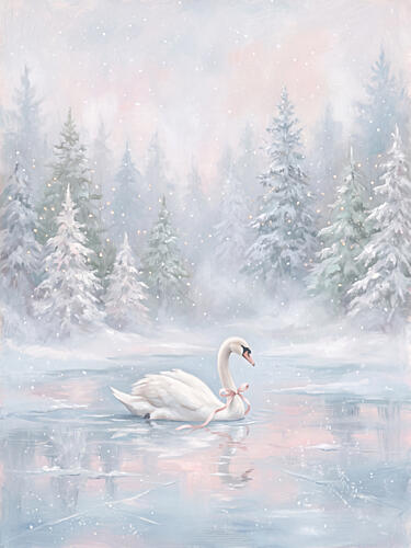 Elegant Winter Swan Art Print