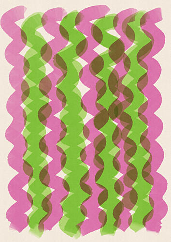 Pink Green Wavy Lines Art Print
