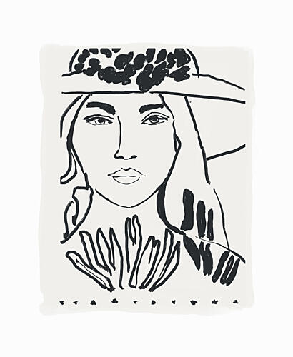 Stylish Woman in Hat Art Print
