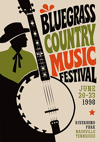 Retro Bluegrass Music Festival Art Print
