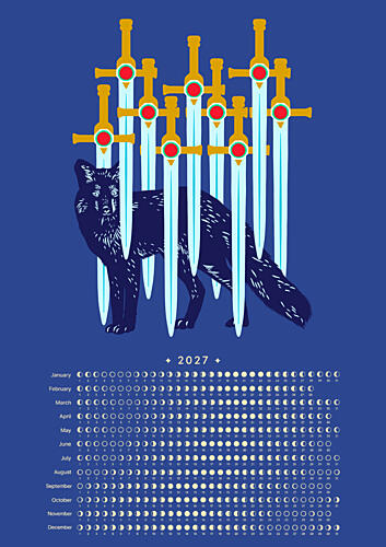 ten Swords Wolf Calendar Art Print