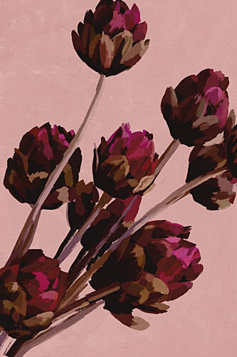 Dark Floral Buds Art Print