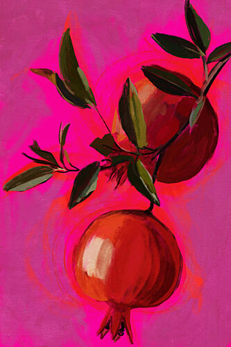 Vibrant Pink Pomegranates Art Print