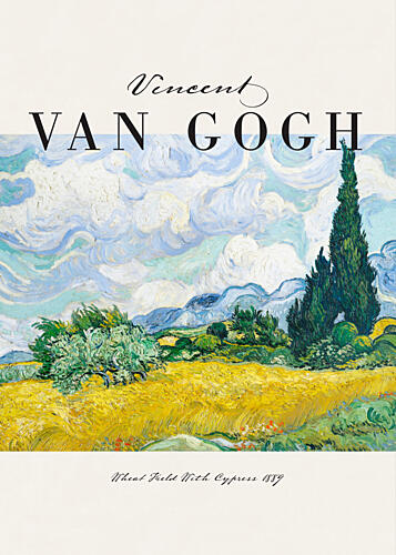 Golden Wheat Field Cypresses Art Print