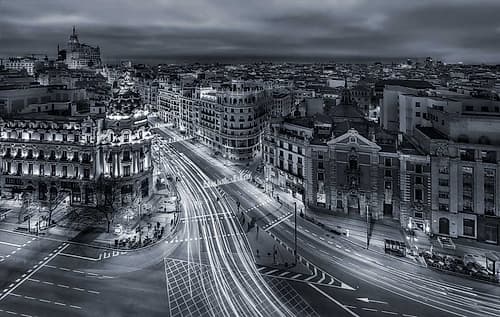 Madrid City Lights Architecture Print