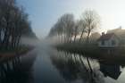 Mist Across The Canal Art Print