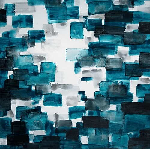 TURQUOISE AND GRAY SHAPES Art Print by Atelier B Art Studio