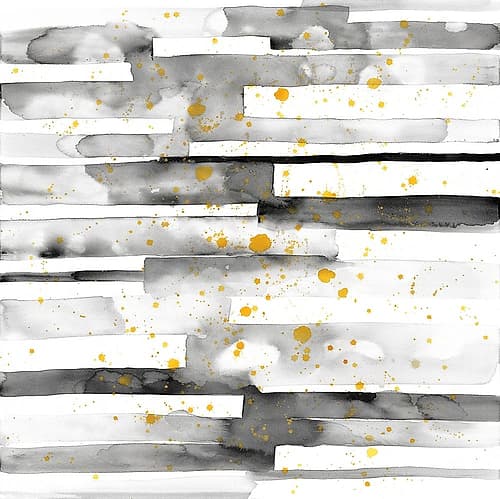 BLACK STRIPES WITH GOLD SPLASH Art Print by Atelier B Art Studio