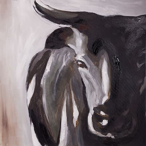 BULL HEAD CLOSEUP Art Print by Atelier B Art Studio