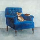 CHIHUAHUA ON A BLUE ARMCHAIR Art Print