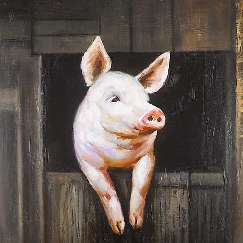 Smiling Pig Art Print by Atelier B Art Studio
