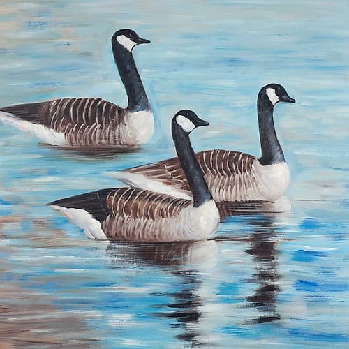 Bustards in the Water Art Print by Atelier B Art Studio