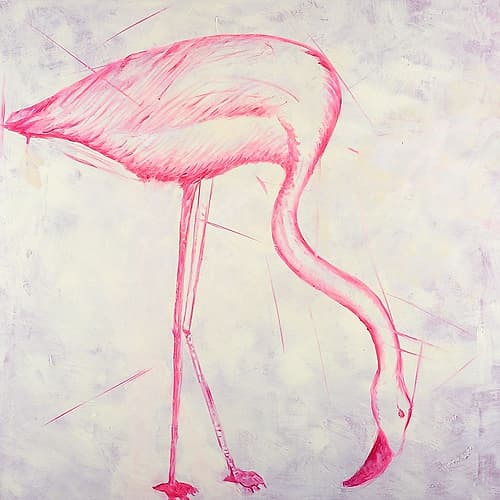 PINK FLAMINGO SKETCH Art Print by Atelier B Art Studio