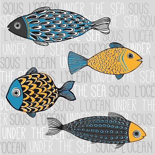 Illustration of Nautical Fishs Art Print