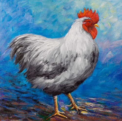 Grey Rooster Art Print by Atelier B Art Studio