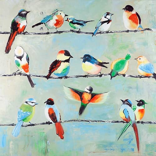 Small Abstract Colorful Birds Art Print