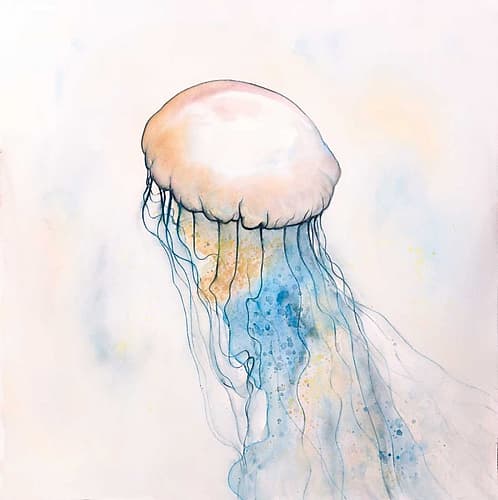Watercolor Jellyfish Art Print by Atelier B Art Studio