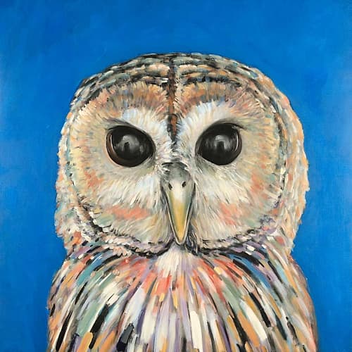Colorful Spotted Owl Art Print by Atelier B Art Studio