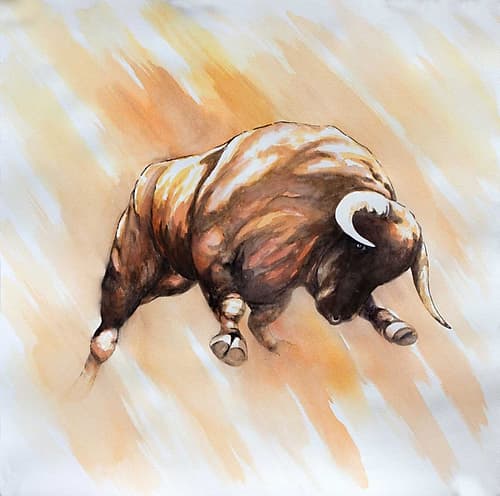 Bull to Attack Art Print by Atelier B Art Studio
