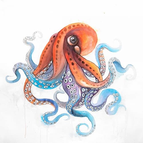 Watercolor Octupus Art Print by Atelier B Art Studio