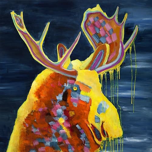 COLOR SPLASHING MOOSE Art Print by Atelier B Art Studio