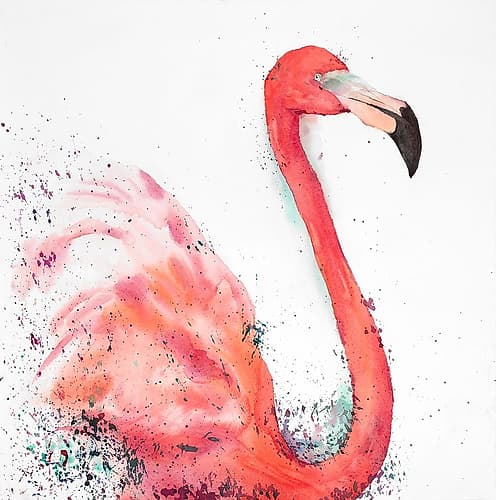 Splashing Flamingo Art Print by Atelier B Art Studio