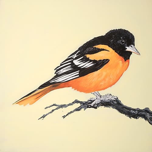 REALISTIC LITTLE BIRD ON A BRANCH Art Print by Atelier B Art Studio