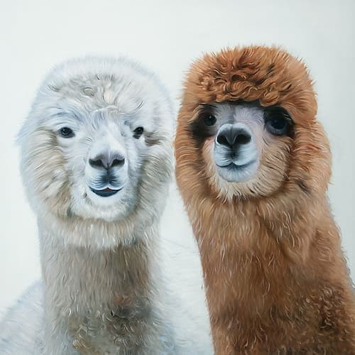 TWO LAMAS Art Print by Atelier B Art Studio