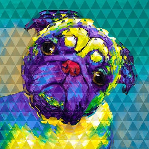 Geometric Curious Pug Art Print