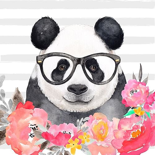 PANDA WITH GLASSES Art Print