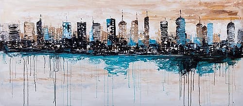 BUILDINGS ON THE HORIZON Art Print by Atelier B Art Studio