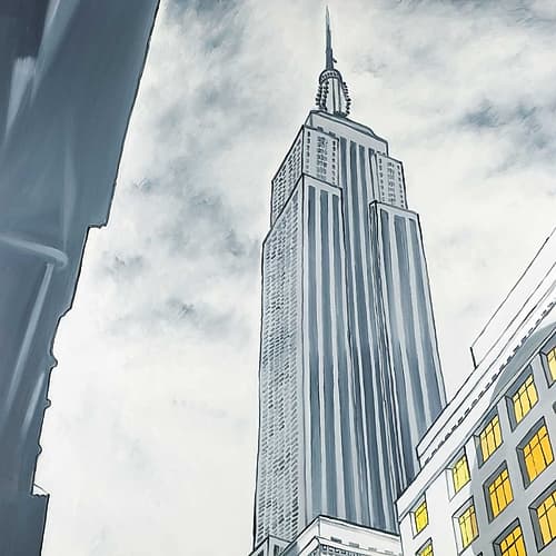 Outline of Empire State Building Art Print by Atelier B Art Studio