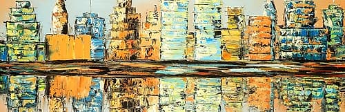 REFLECTIONS OF A COLORFUL CITY Art Print by Atelier B Art Studio