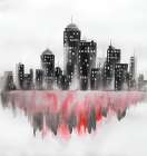 Red Watercolor Cityscape Art Print
