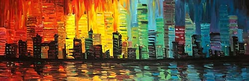 City with shade of colors Art Print by Atelier B Art Studio