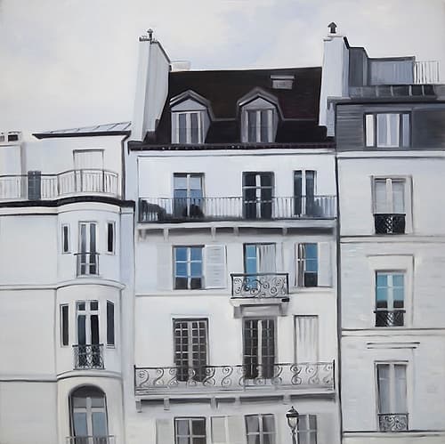 BUILDINGS ALONG THE SEINE RIVER Art Print by Atelier B Art Studio