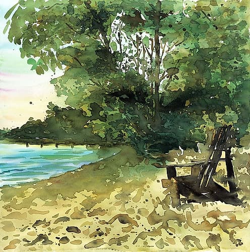 DAY AT THE LAKE Art Print by Atelier B Art Studio