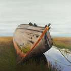 Old Abandoned Boat in a Swamp Art Print